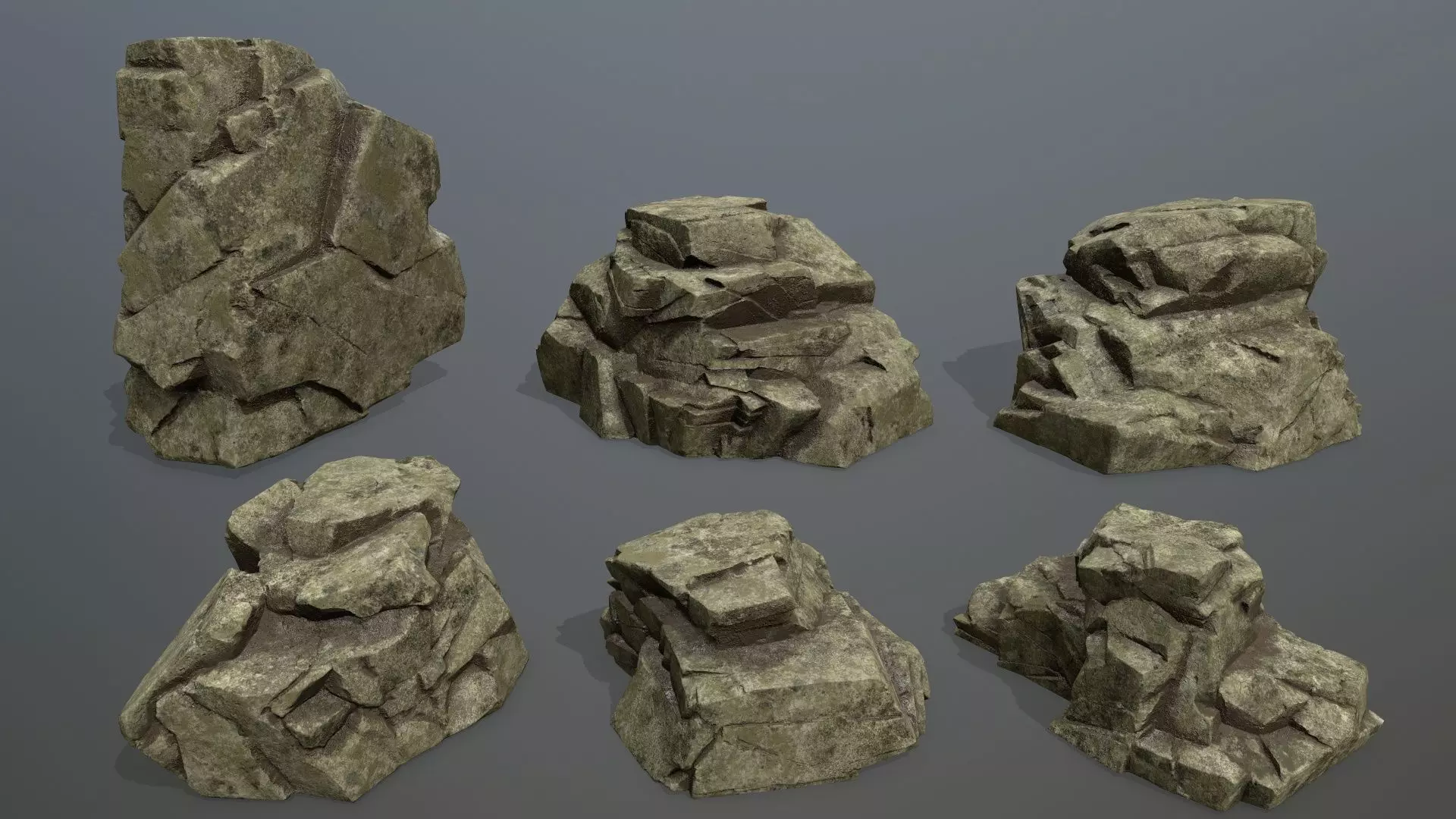 Rock Set Low-poly 3D model_0