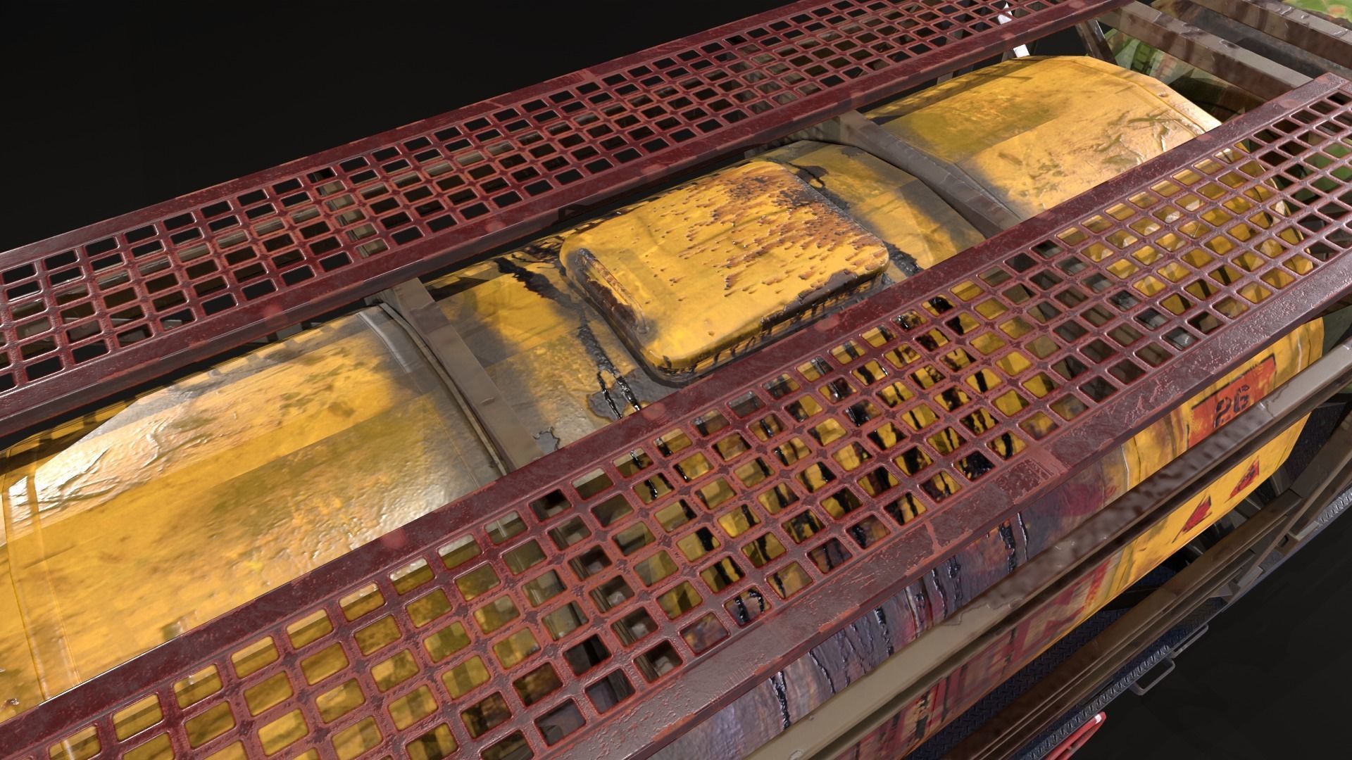 Stylized railway wagon with tanks Low-poly 3D model_5