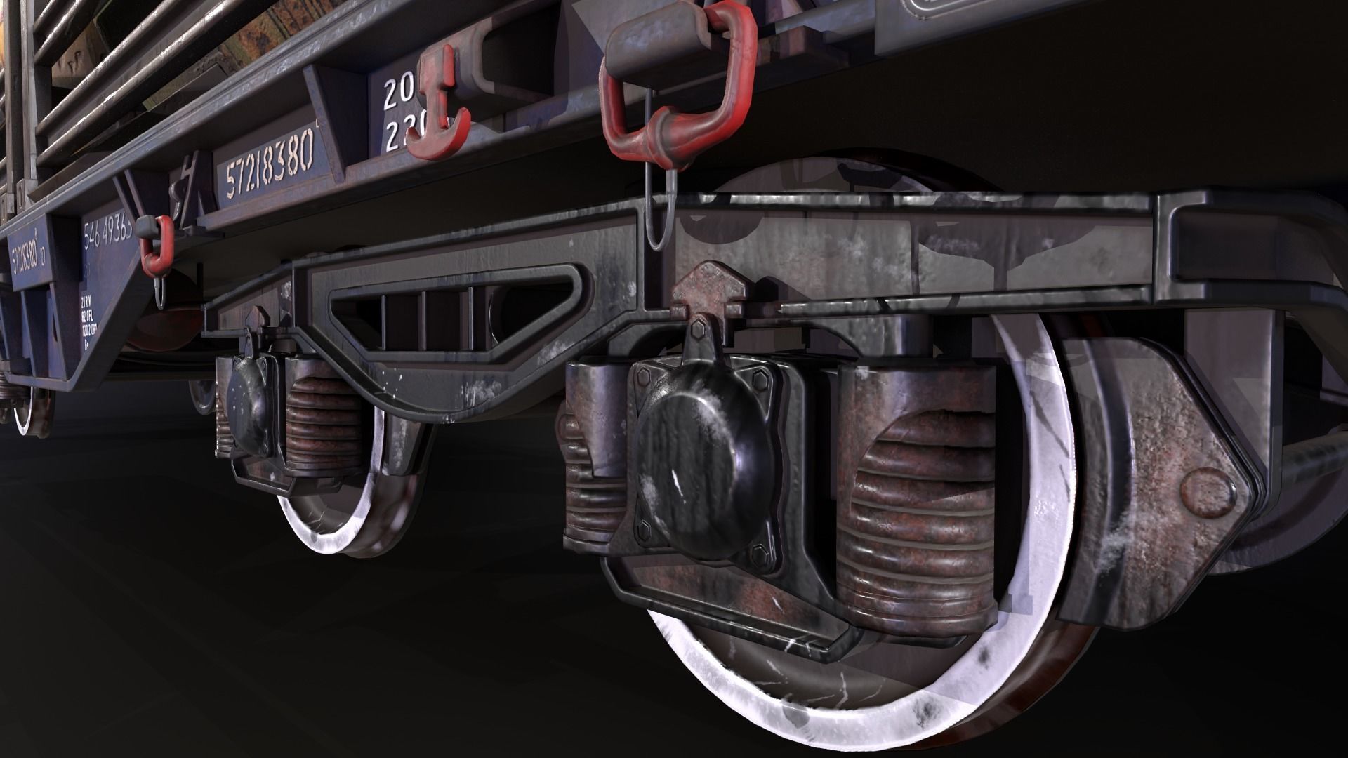 Stylized railway wagon with tanks Low-poly 3D model_7