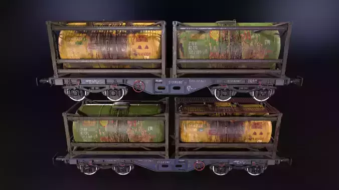 Stylized railway wagon with tanks