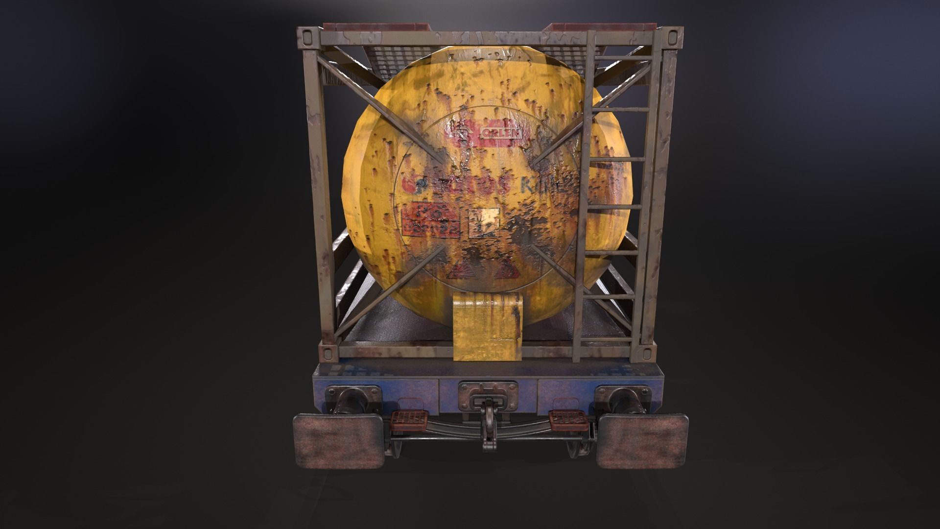 Stylized railway wagon with tanks Low-poly 3D model_20