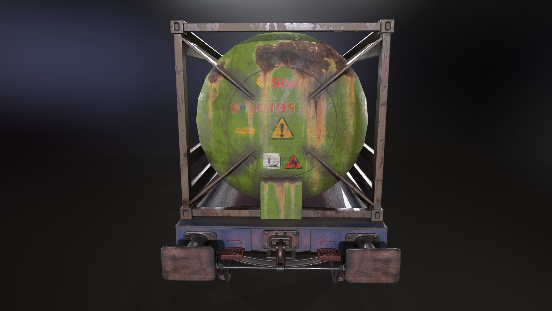 Stylized railway wagon with tanks Low-poly 3D model_22