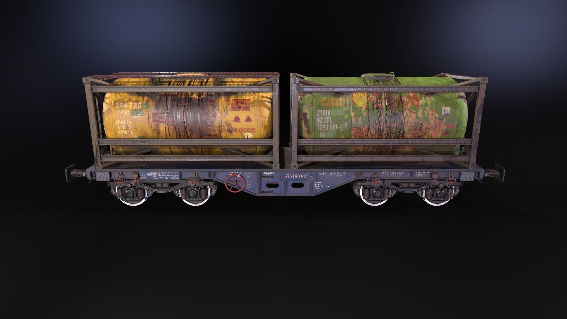 Stylized railway wagon with tanks Low-poly 3D model_12