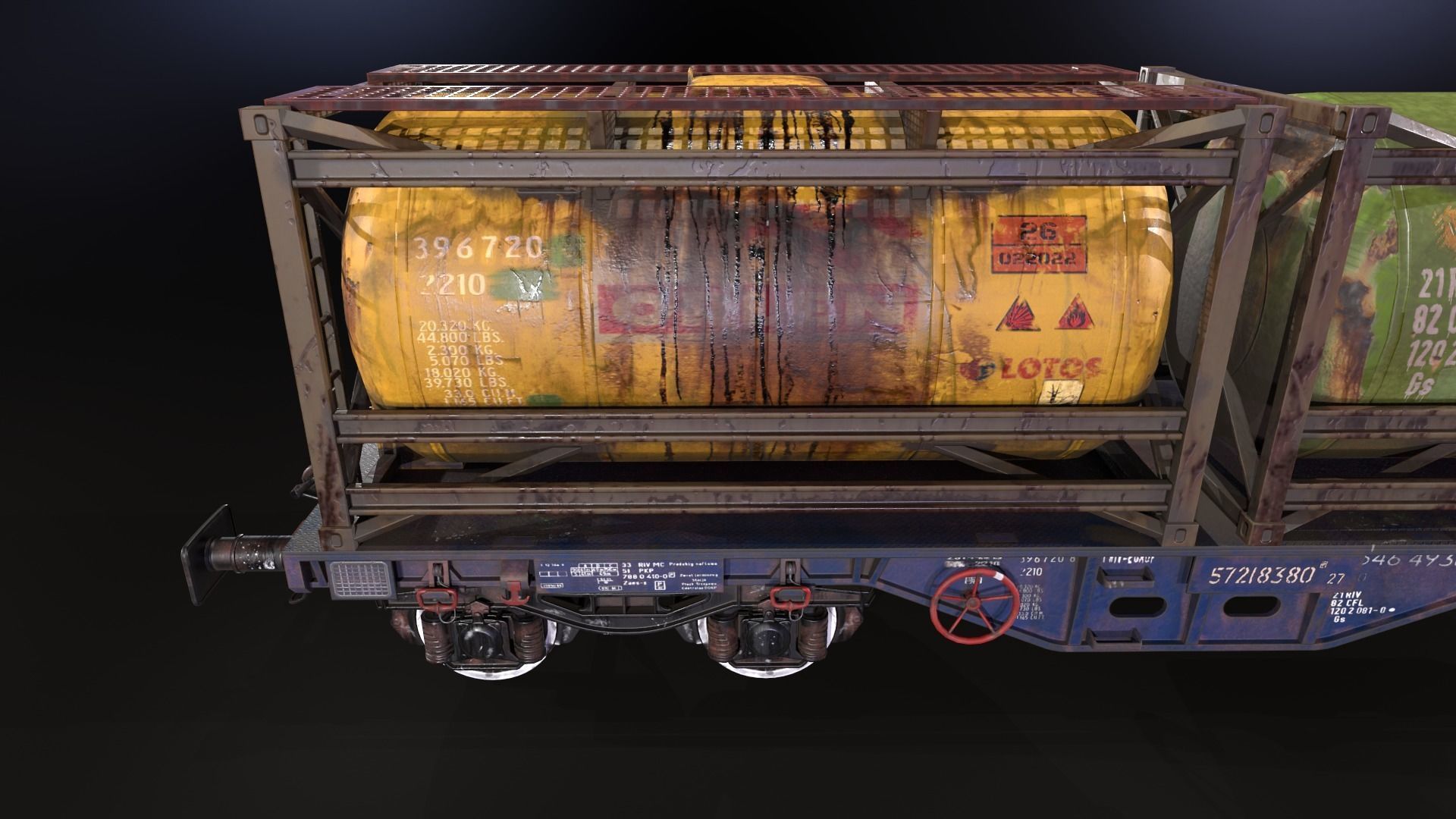 Stylized railway wagon with tanks Low-poly 3D model_4