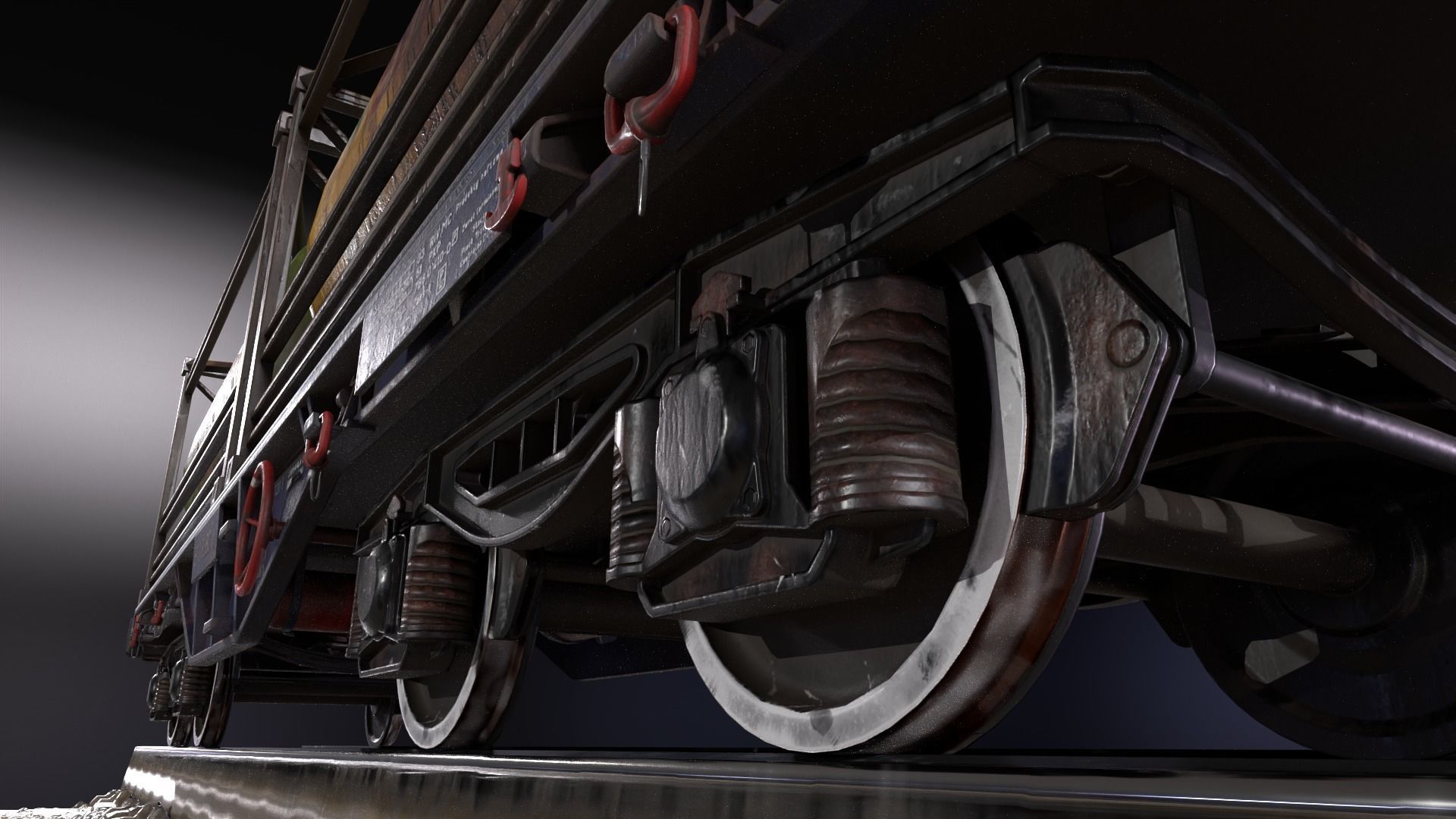 Stylized railway wagon with tanks Low-poly 3D model_15