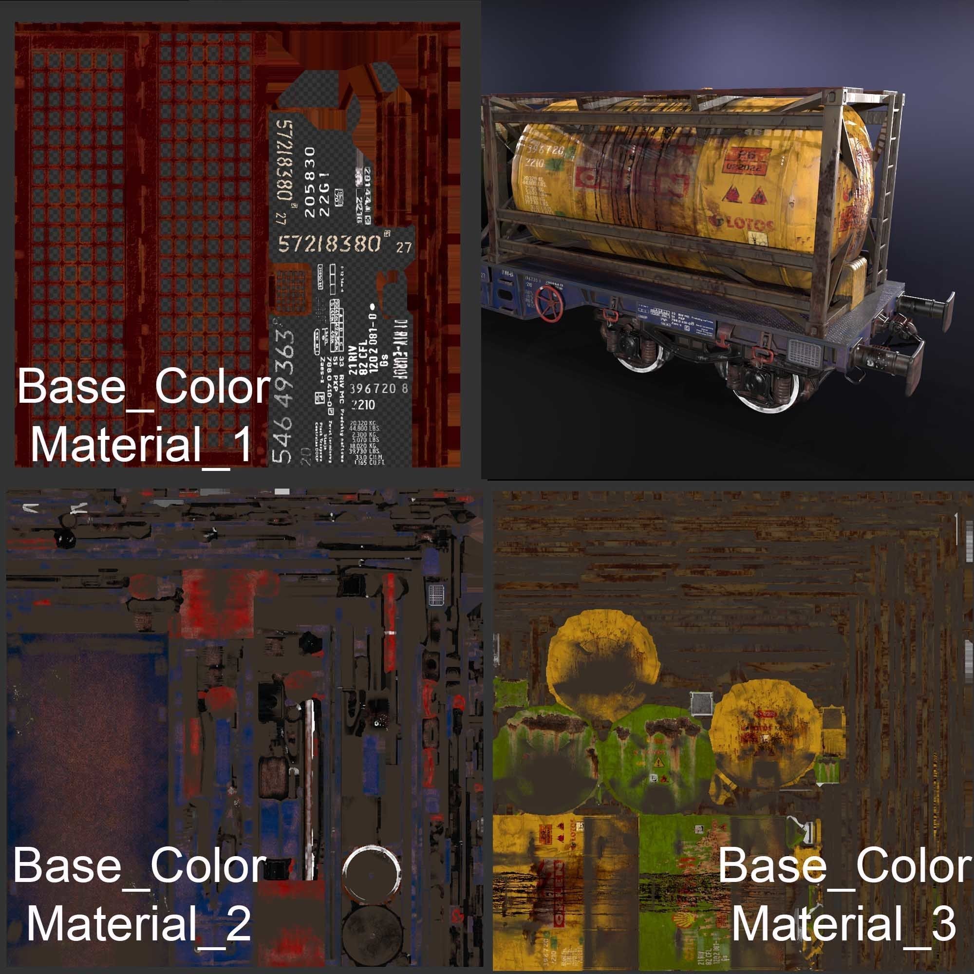 Stylized railway wagon with tanks Low-poly 3D model_25