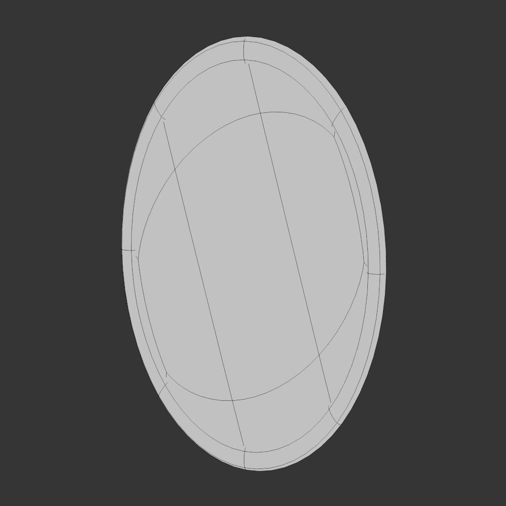 Mirror oval wall - walnut 3D model_1