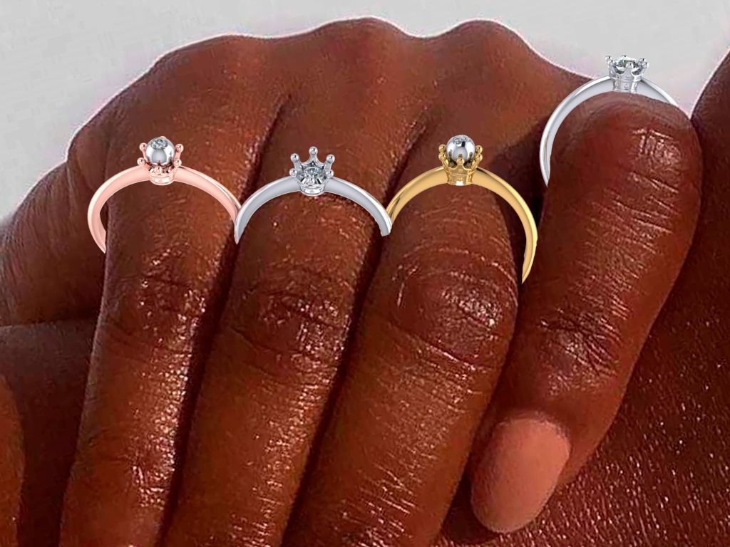 4 types Printable ring crown for princess 3D print model_6