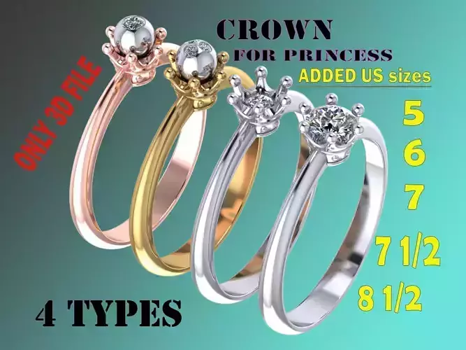 4 types Printable ring crown for princess