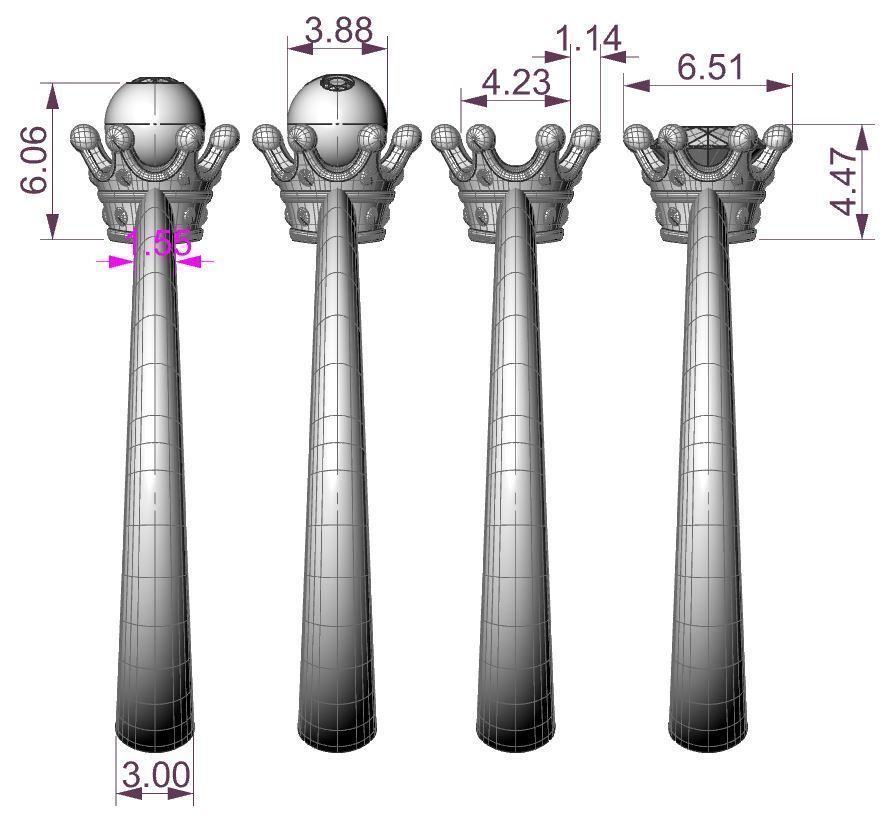 4 types Printable ring crown for princess 3D print model_7