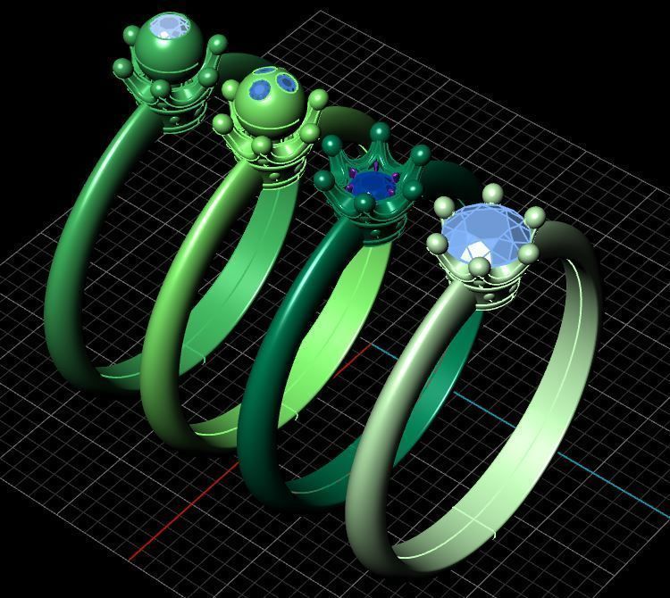 4 types Printable ring crown for princess 3D print model_10