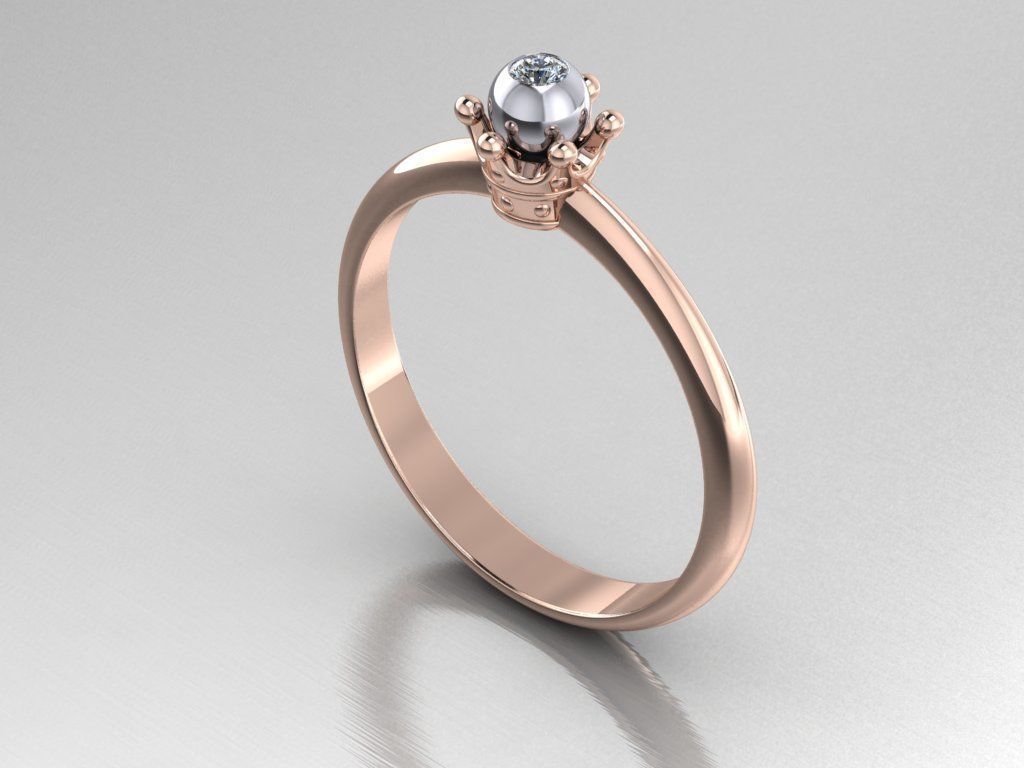 4 types Printable ring crown for princess 3D print model_12