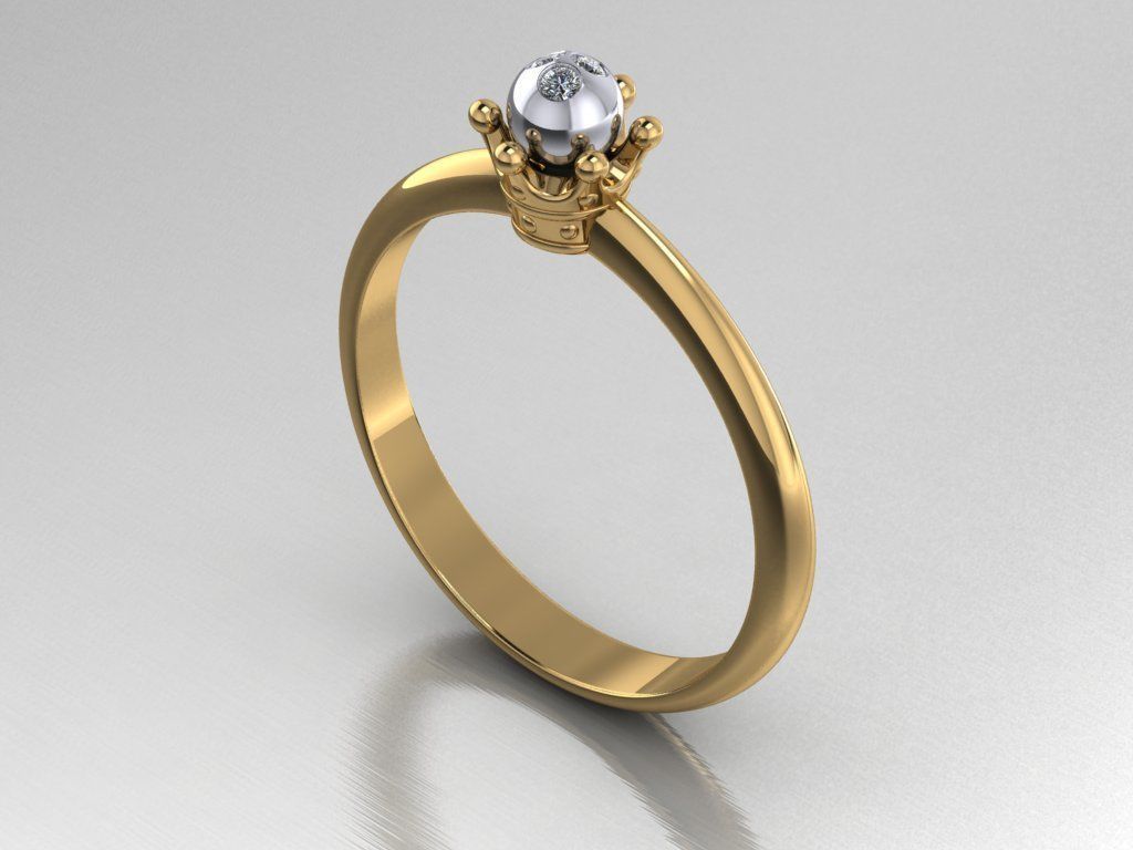 4 types Printable ring crown for princess 3D print model_13