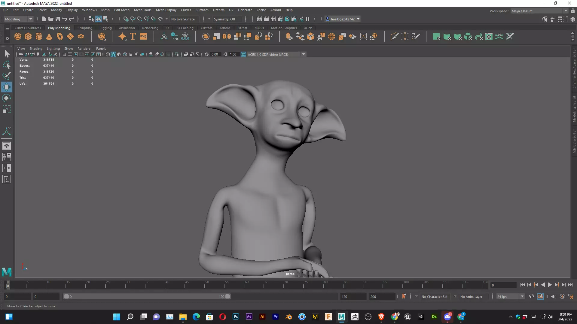 Dobby Character Modeling for 3D Print and 3d cartoon Low-poly 3D model