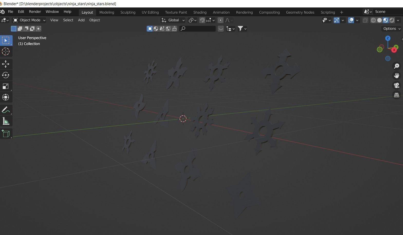 12 different shapes of ninja stars Shuriken Low-poly 3D model_5