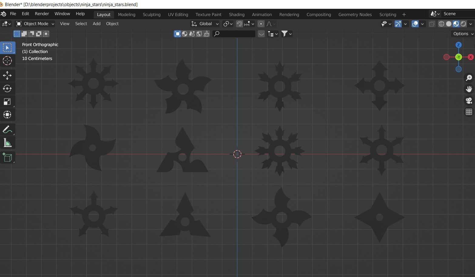 12 different shapes of ninja stars Shuriken Low-poly 3D model_3