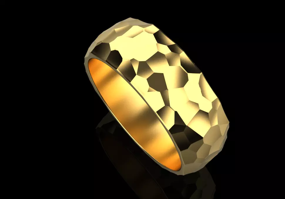 ring with Voronoi ornament 3D print model_0