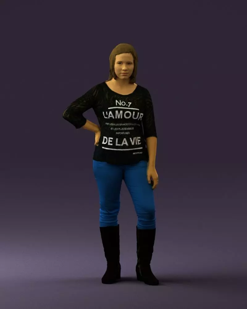 Woman in black shirt de la vie 0540 3D Print Ready 3D print model