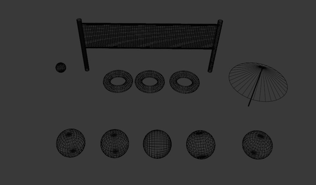 Asset pack on the theme of relaxing on the beach Low-poly 3D model_8