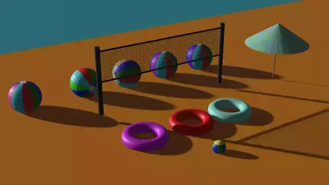Asset pack on the theme of relaxing on the beach