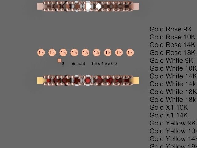 9 stone ring stl verified 3D print model_6