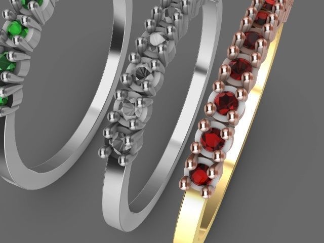 9 stone ring stl verified 3D print model_16