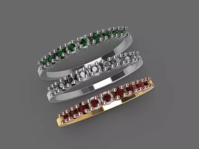 9 stone ring stl verified 3D print model_0