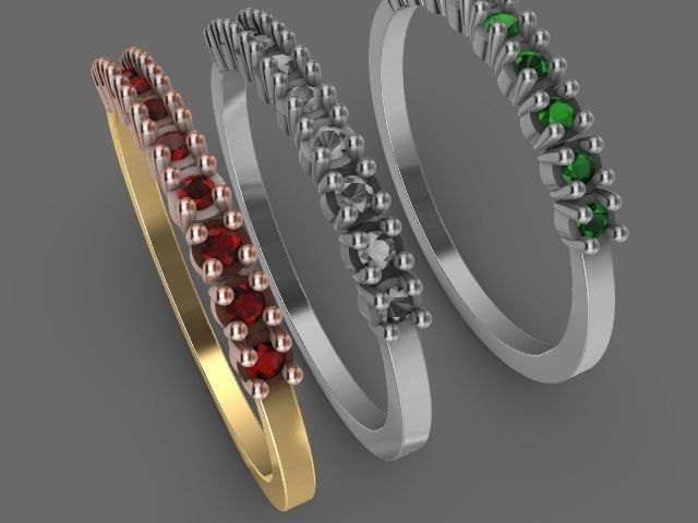 9 stone ring stl verified 3D print model_14