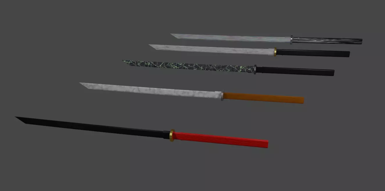 5 Different Types Of Katana Free low-poly 3D model