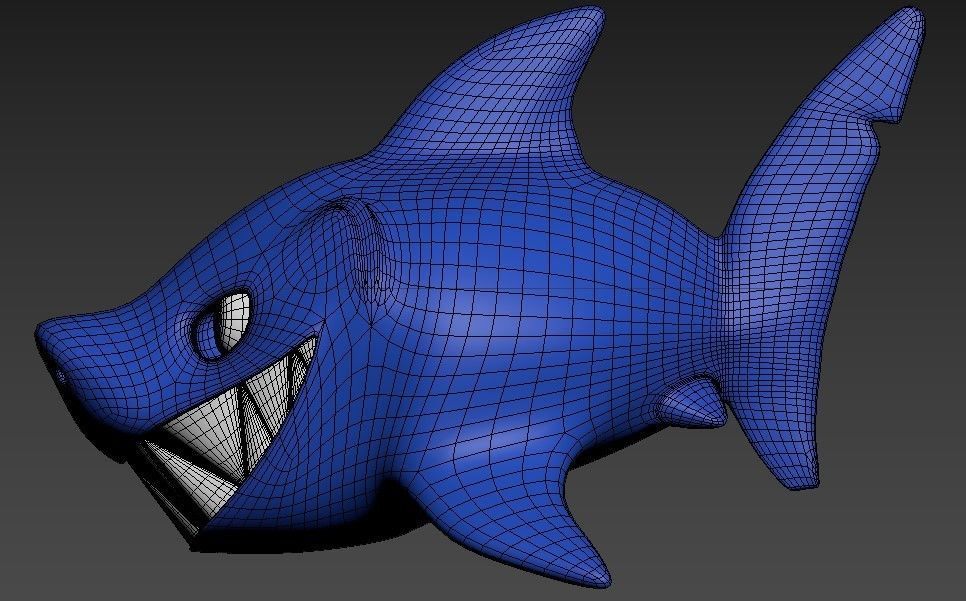 Cartoon Fish Smiled Shark 3D model_4