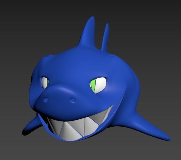 Cartoon Fish Smiled Shark 3D model_2