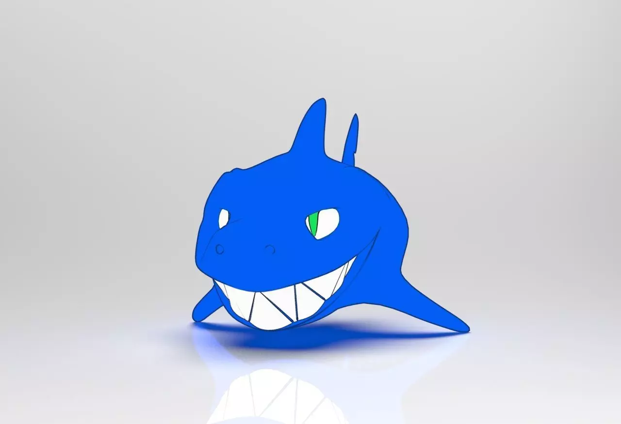 Cartoon Fish Smiled Shark 3D model_0