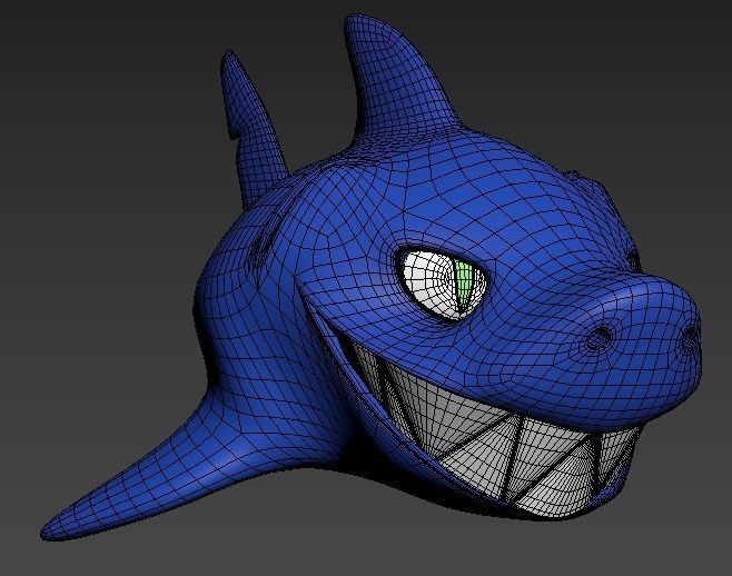 Cartoon Fish Smiled Shark 3D model_6