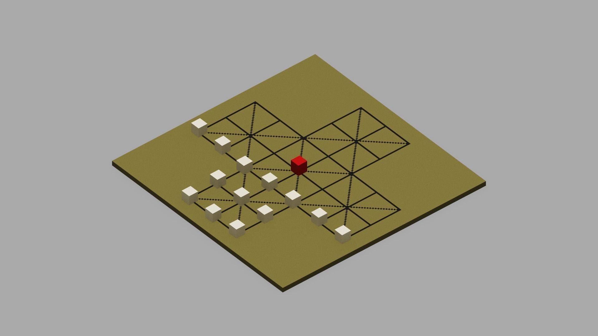 Voxel Fox and Geese Board Game Low-poly 3D model_4