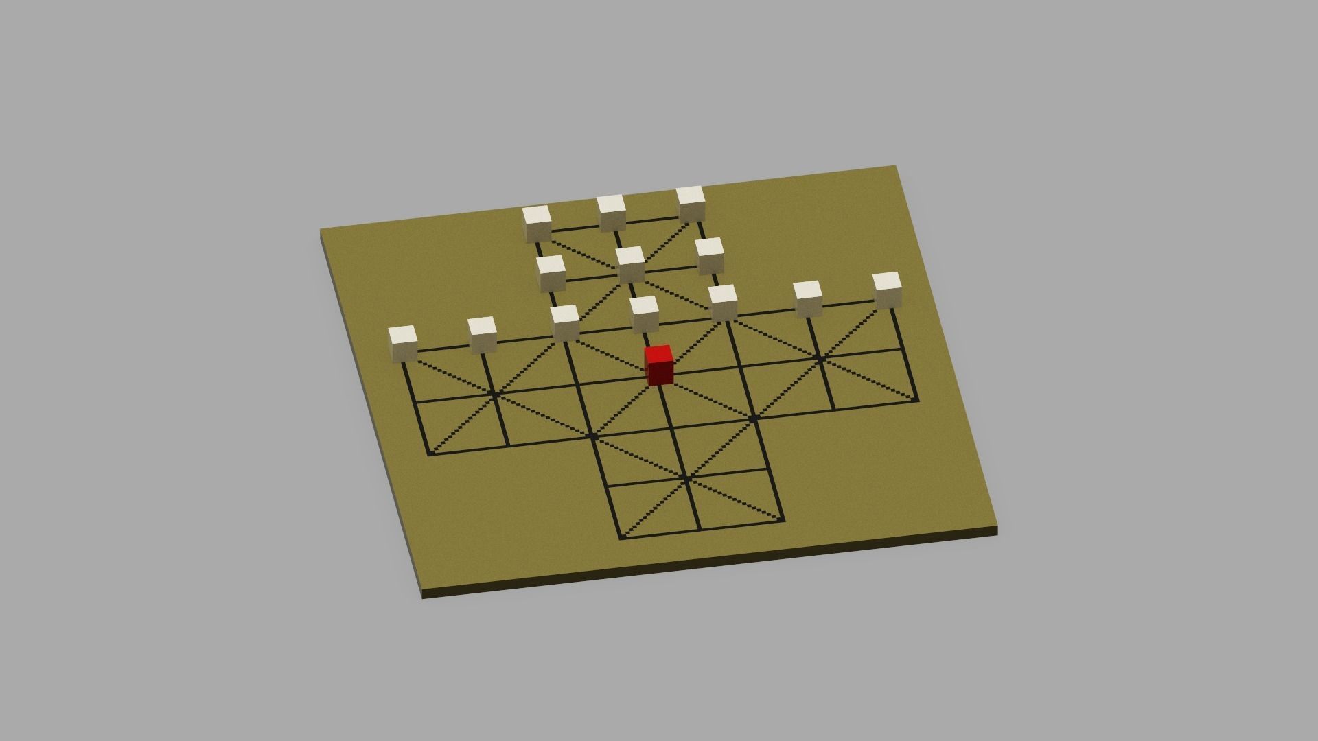 Voxel Fox and Geese Board Game Low-poly 3D model_9