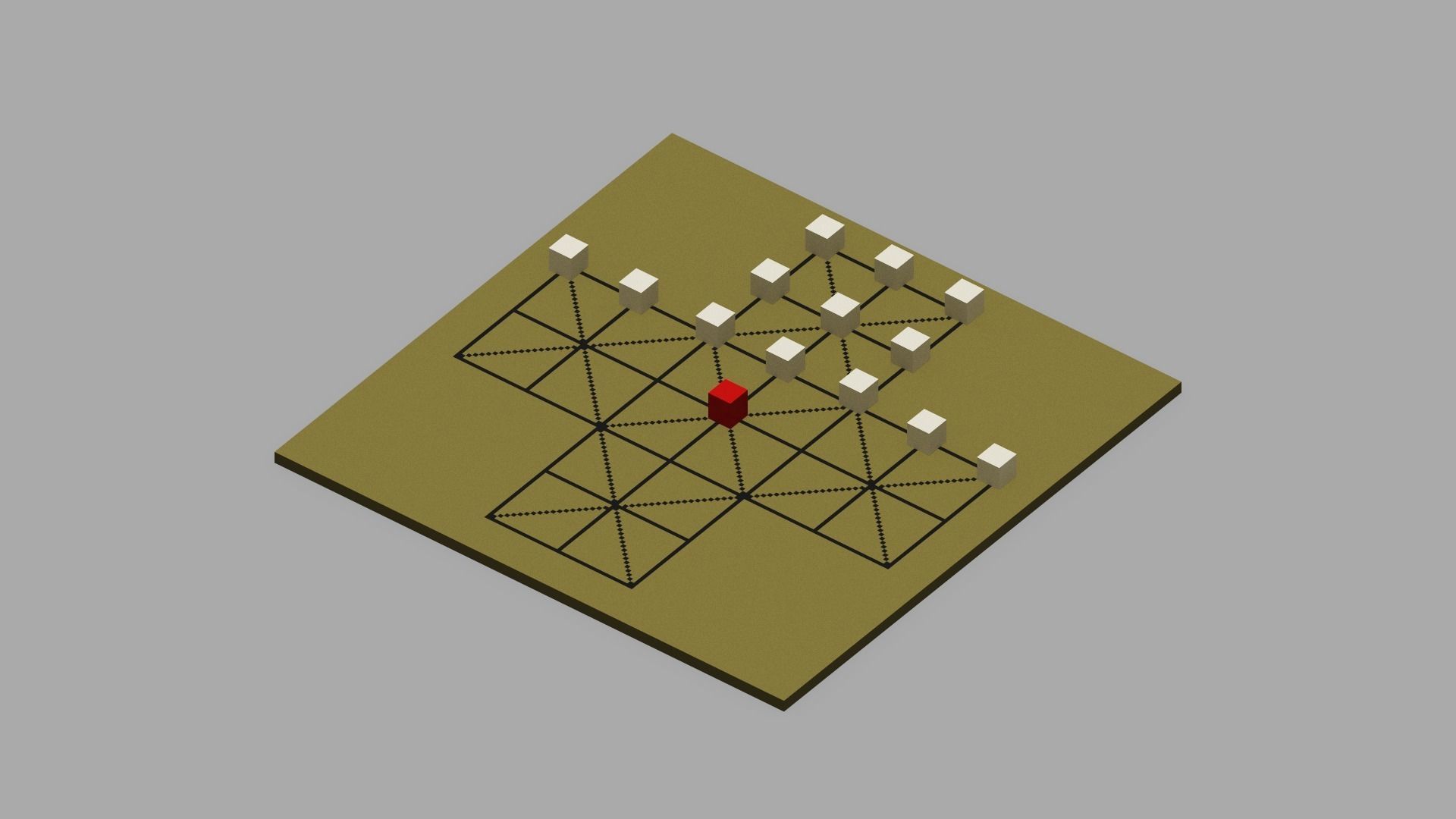 Voxel Fox and Geese Board Game Low-poly 3D model_13