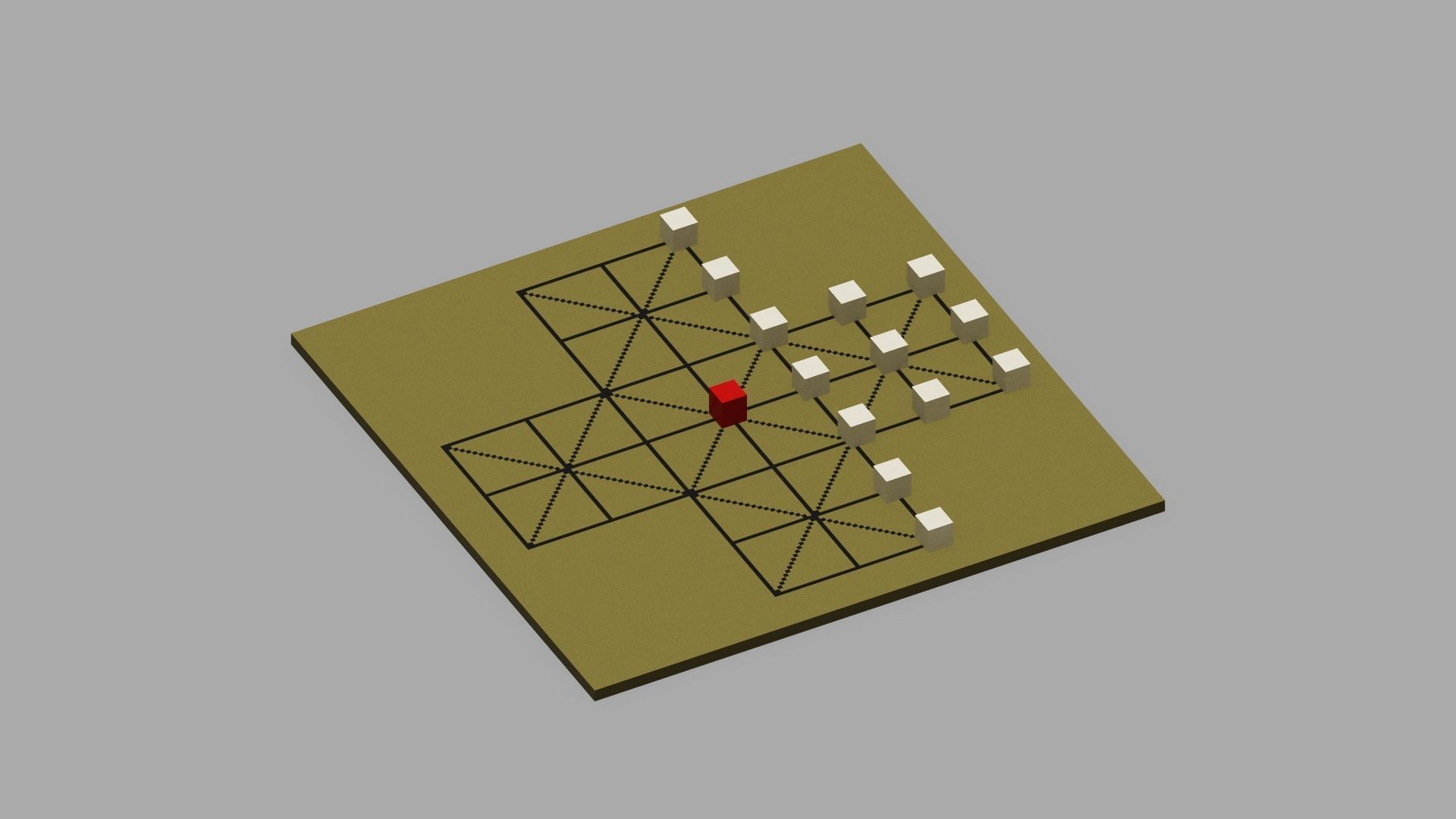 Voxel Fox and Geese Board Game Low-poly 3D model_14