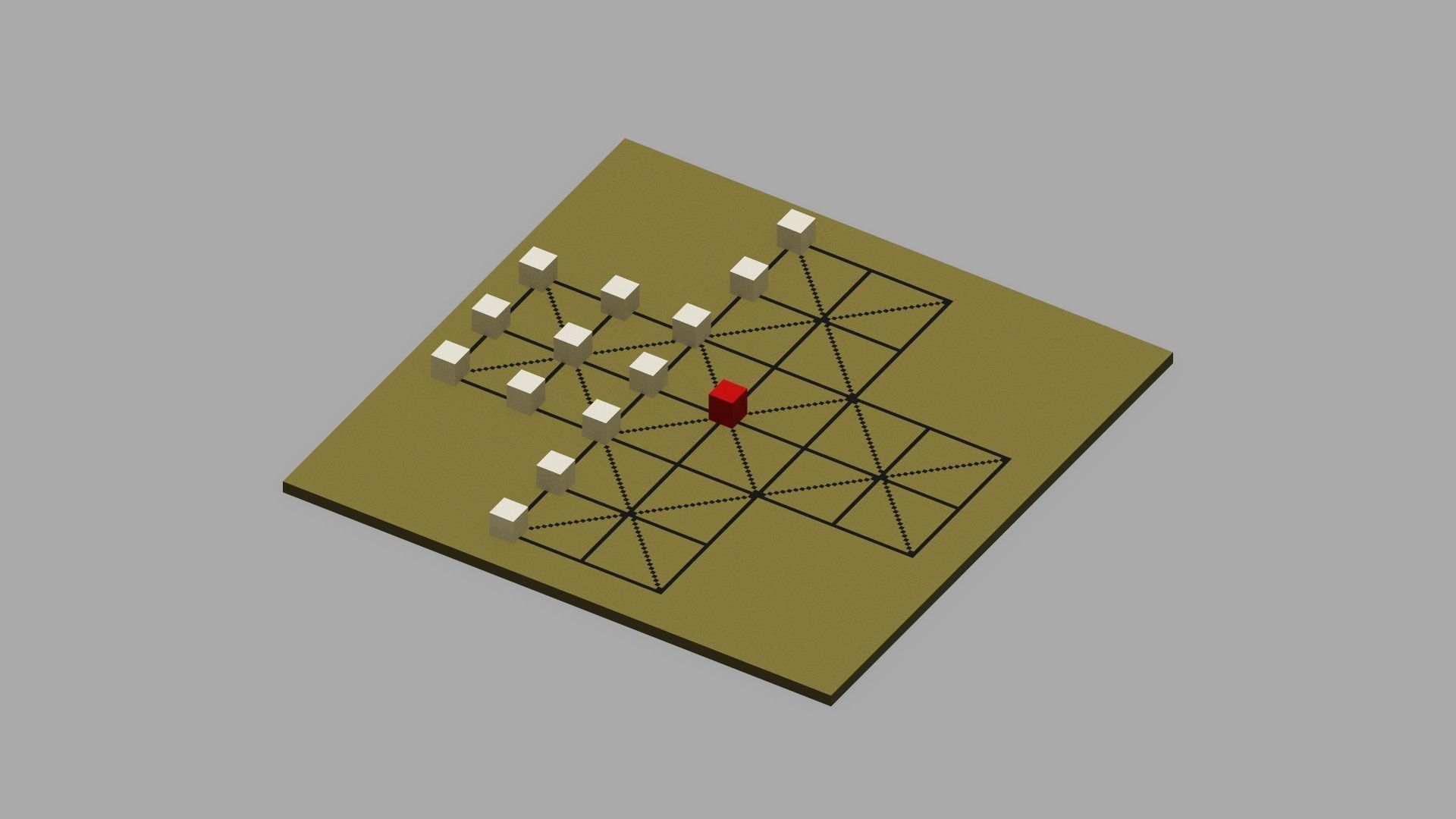 Voxel Fox and Geese Board Game Low-poly 3D model_11