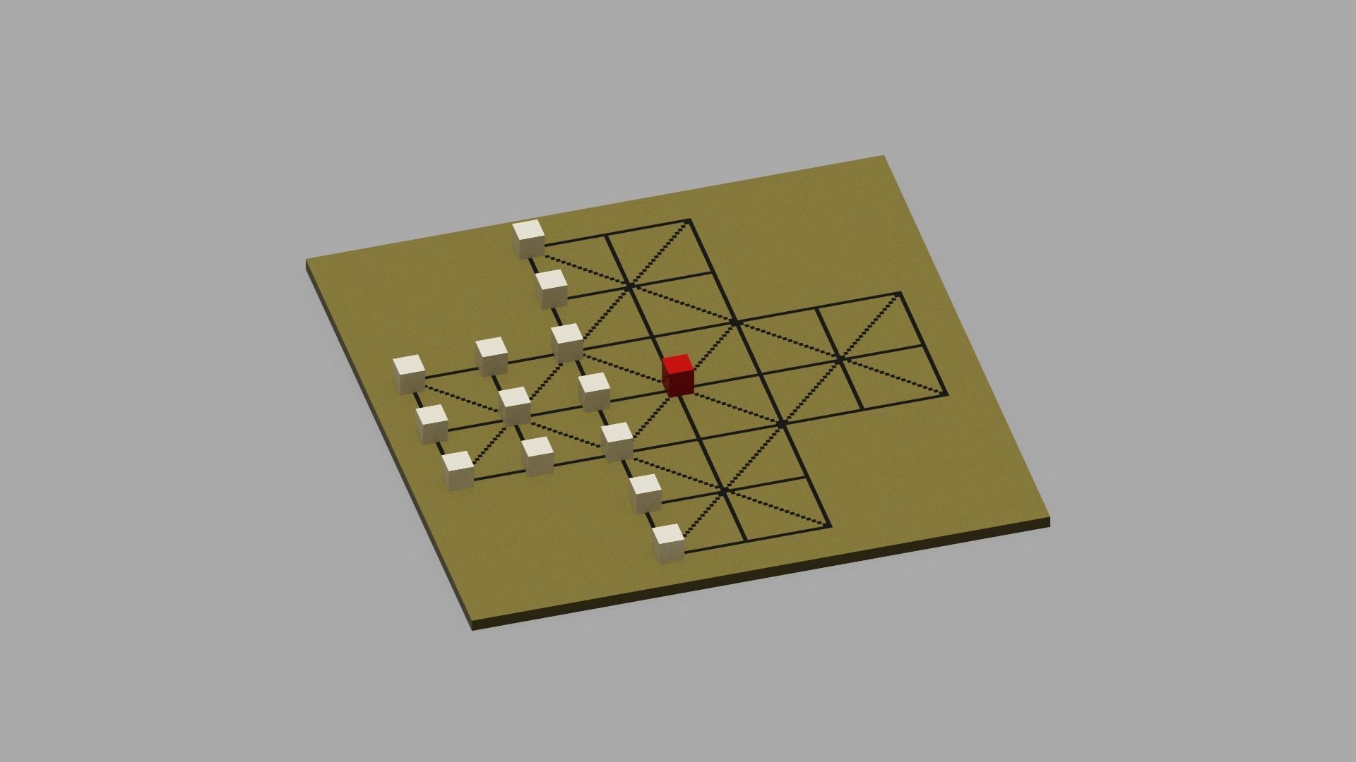 Voxel Fox and Geese Board Game Low-poly 3D model_6