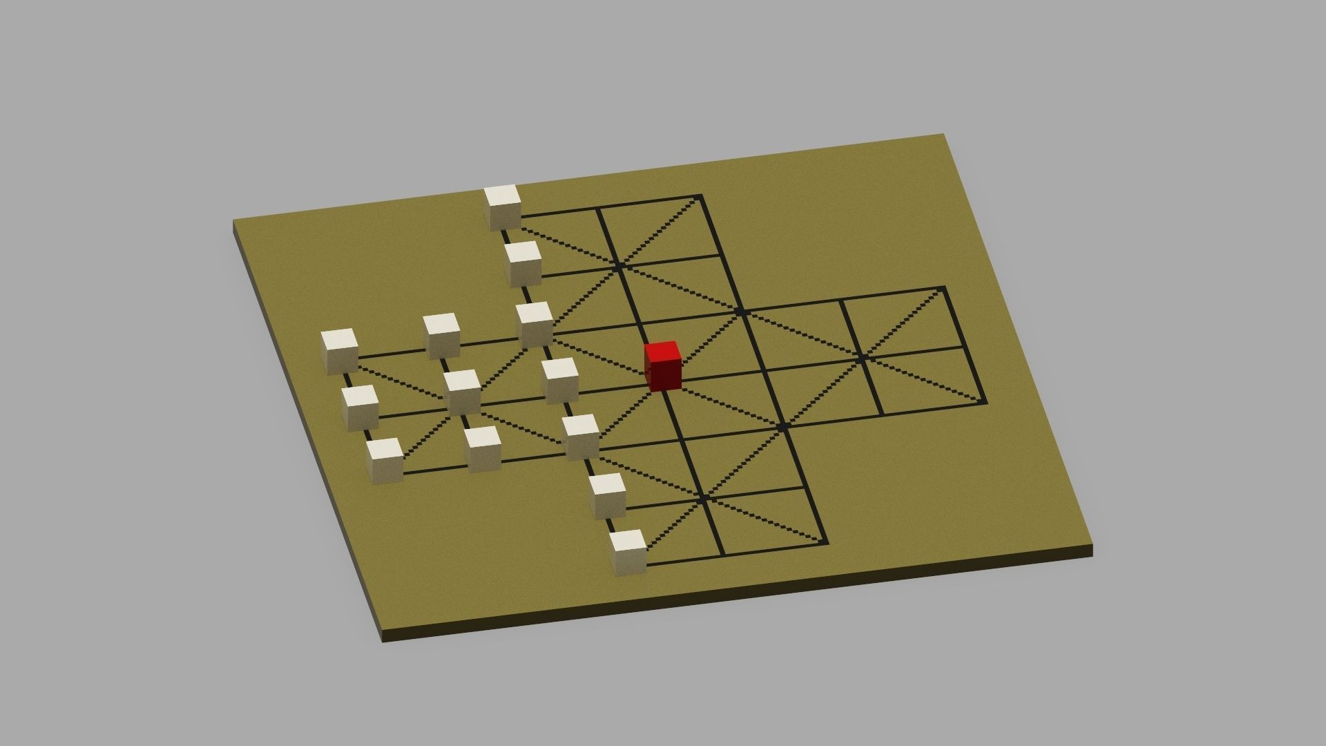 Voxel Fox and Geese Board Game Low-poly 3D model_18