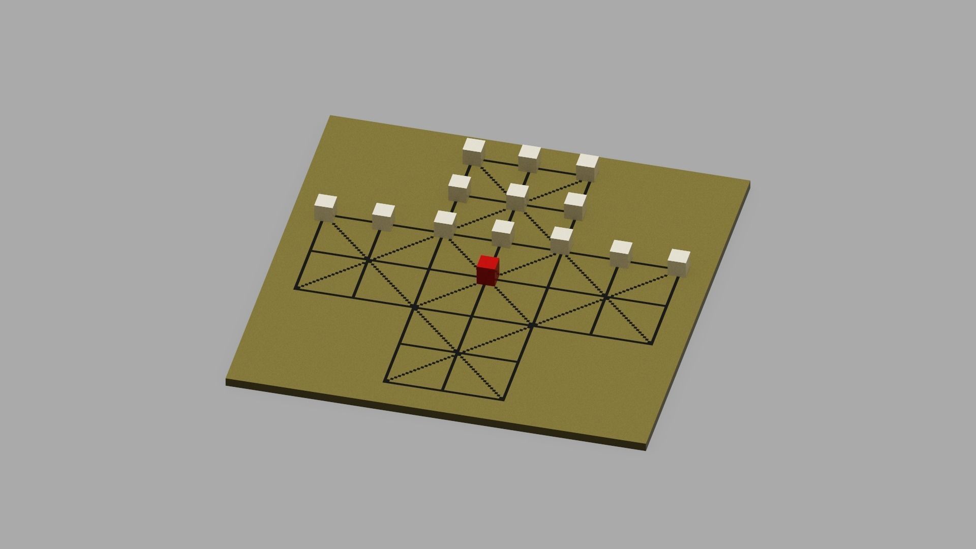 Voxel Fox and Geese Board Game Low-poly 3D model_10