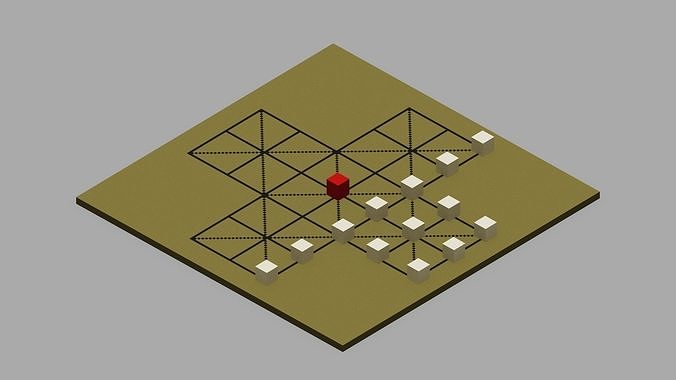 Voxel Fox and Geese Board Game Low-poly 3D model