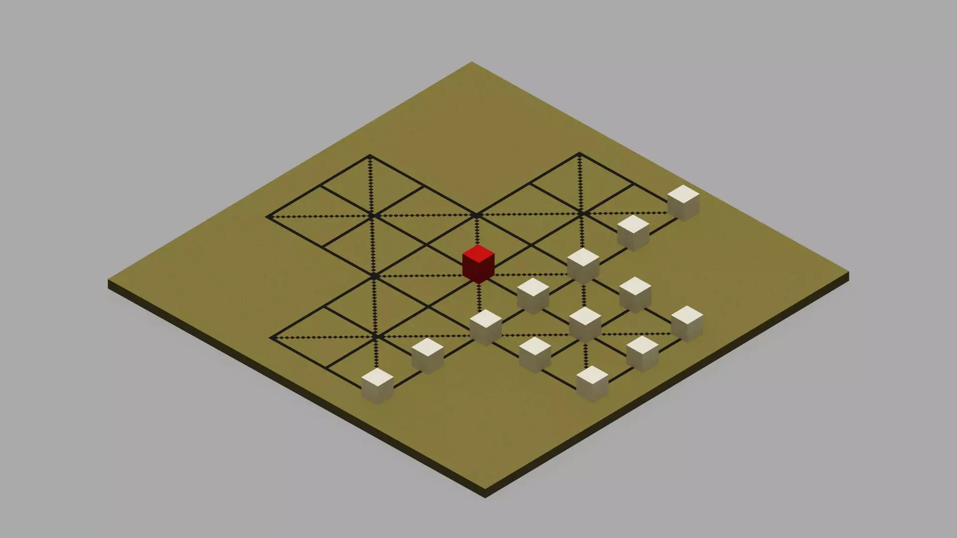 Voxel Fox and Geese Board Game Low-poly 3D model_0