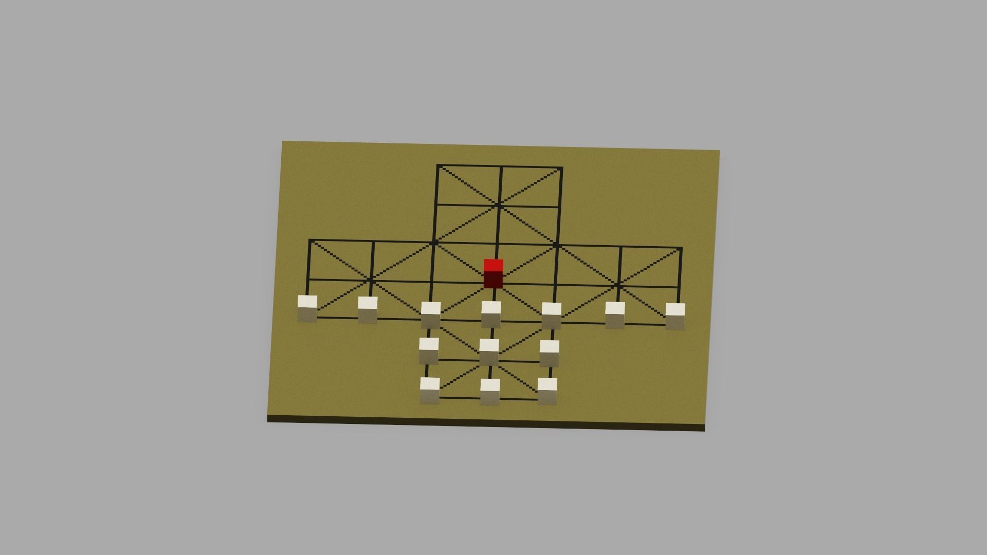 Voxel Fox and Geese Board Game Low-poly 3D model_3