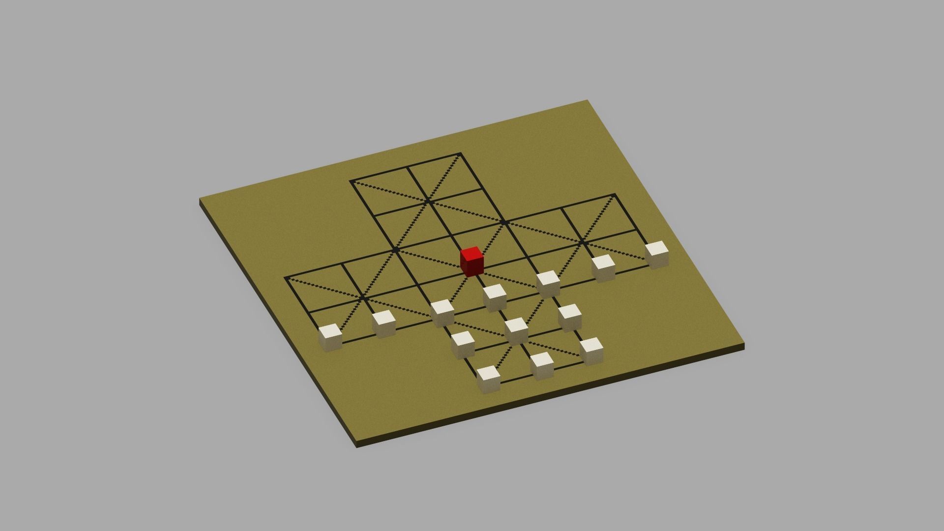 Voxel Fox and Geese Board Game Low-poly 3D model_2