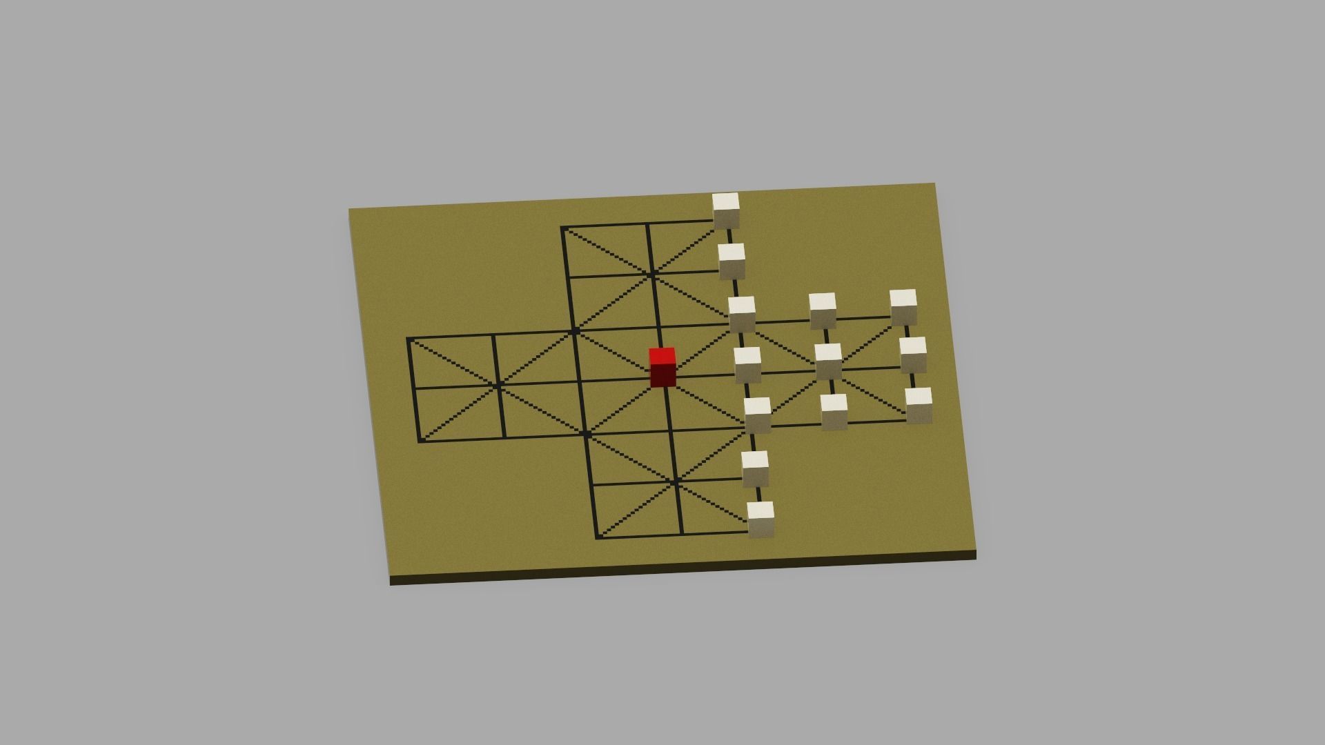 Voxel Fox and Geese Board Game Low-poly 3D model_12