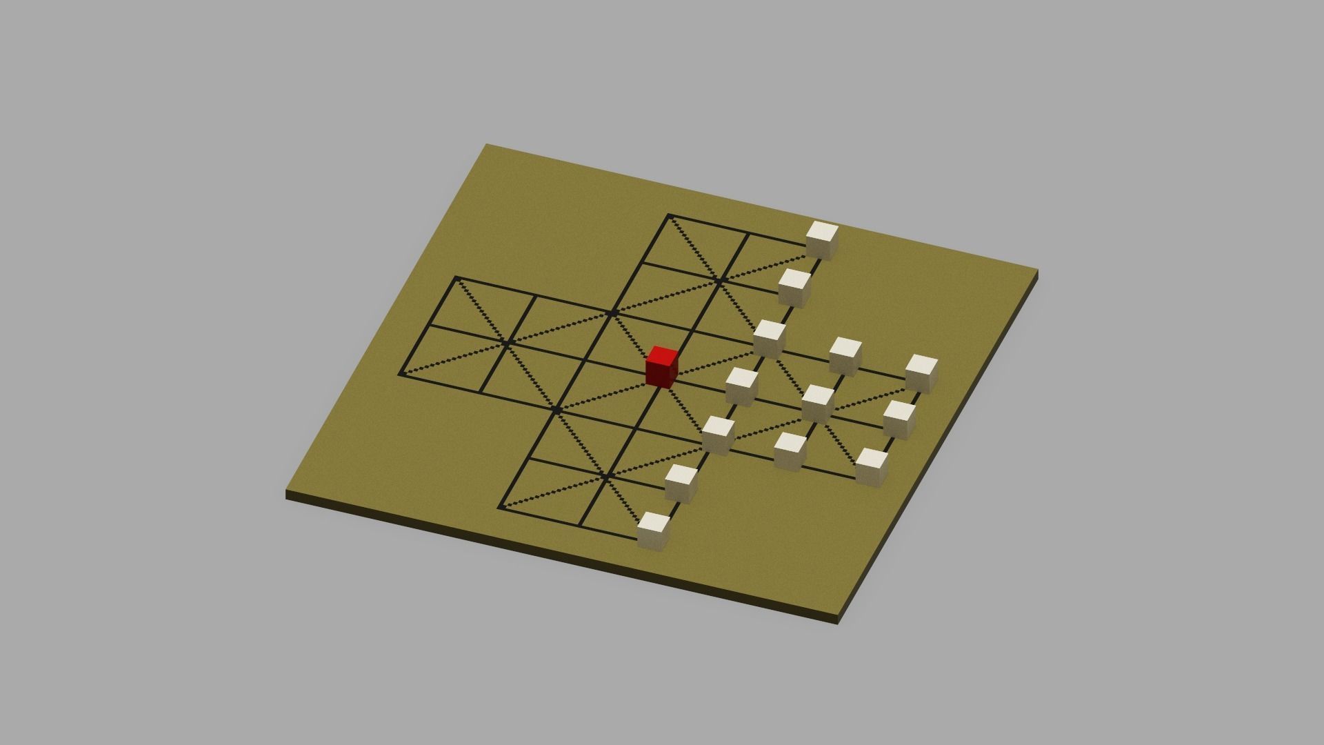 Voxel Fox and Geese Board Game Low-poly 3D model_15