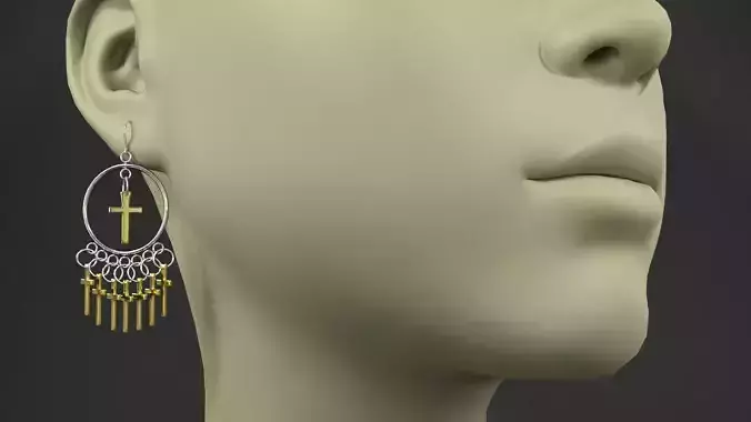 earrings mannequin wearing with cross