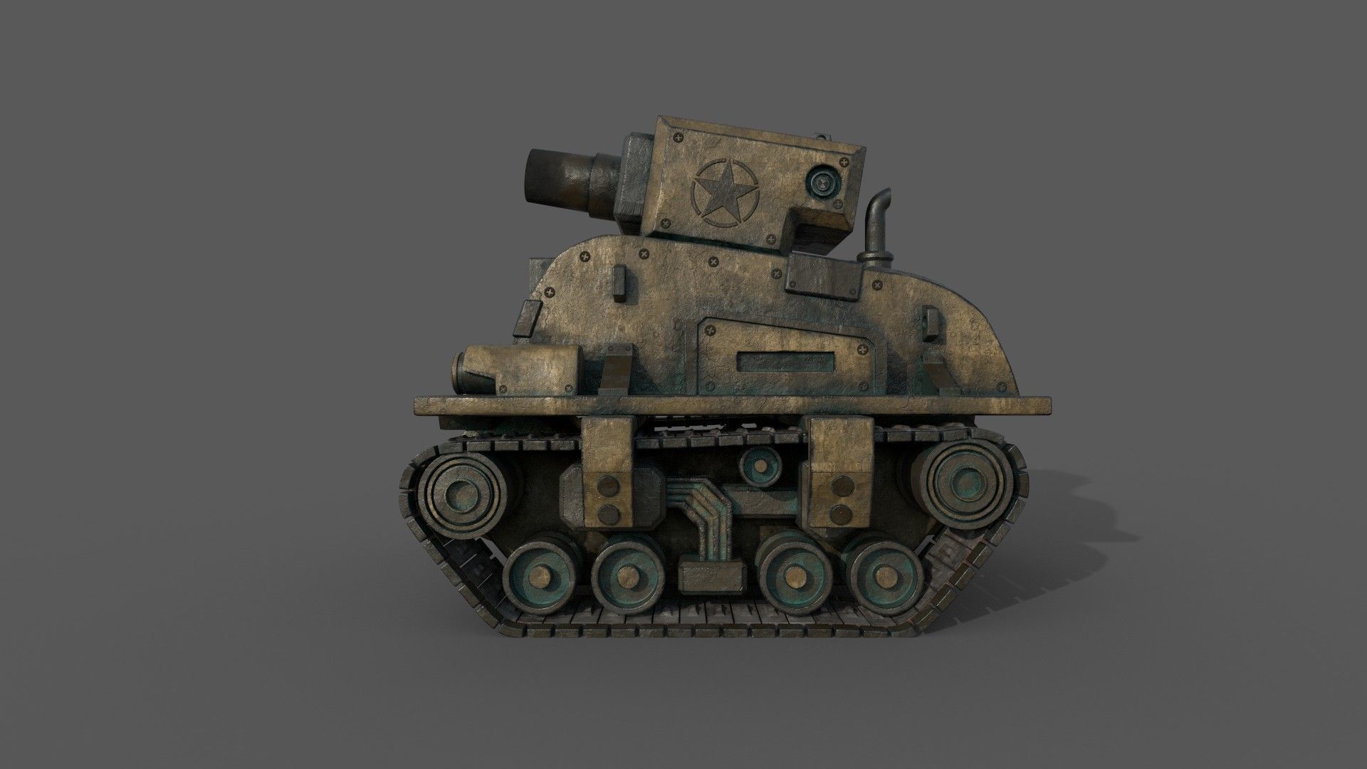 Small tank  Low-poly 3D model_2