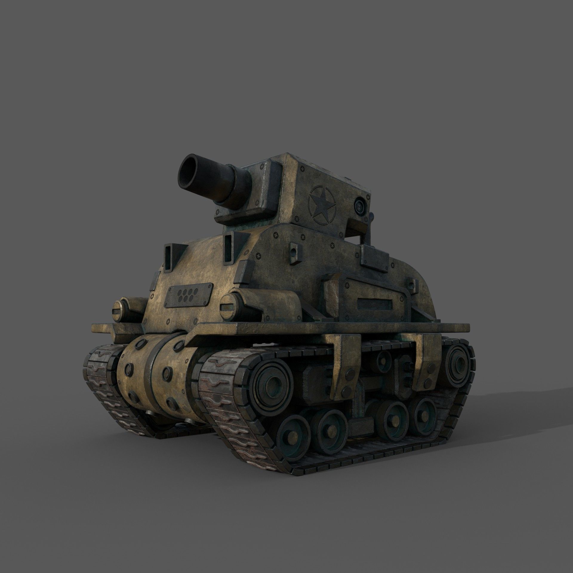 Small tank  Low-poly 3D model_6